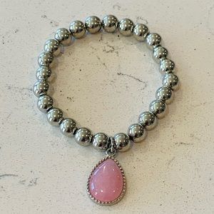 Pink Silver Charm Bracelet